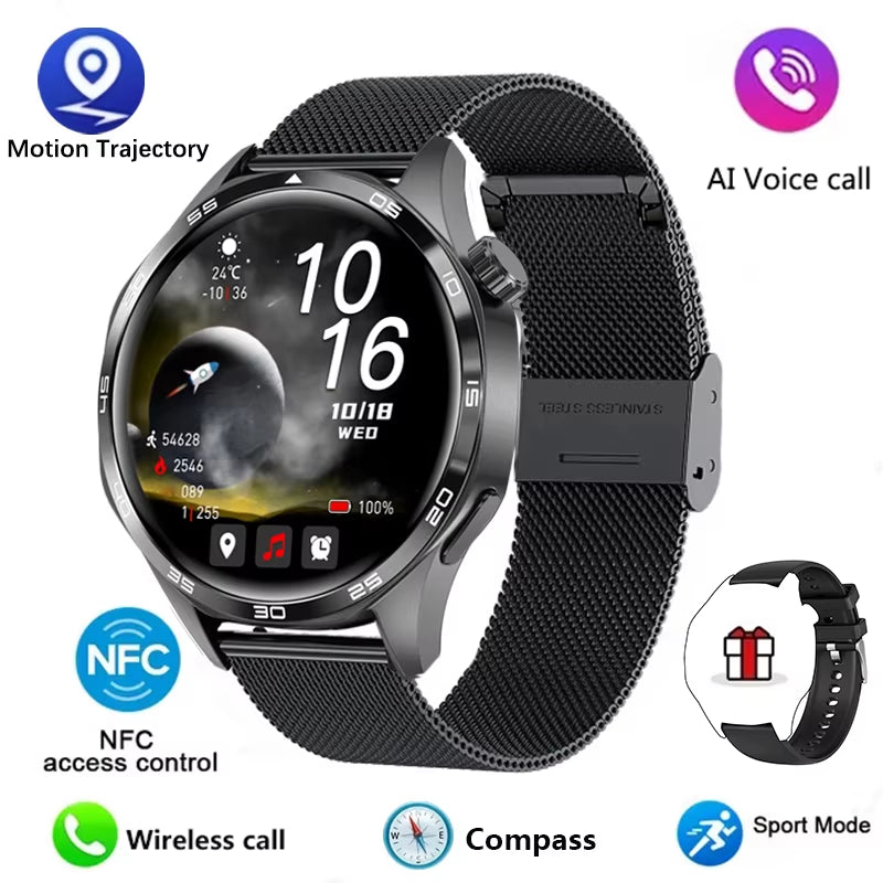 Watch 5 Pro Smartwatch (2024) – Men's smartwatch featuring an AMOLED HD screen, Bluetooth calling, GPS tracking, NFC, heart rate monitor, and compass.