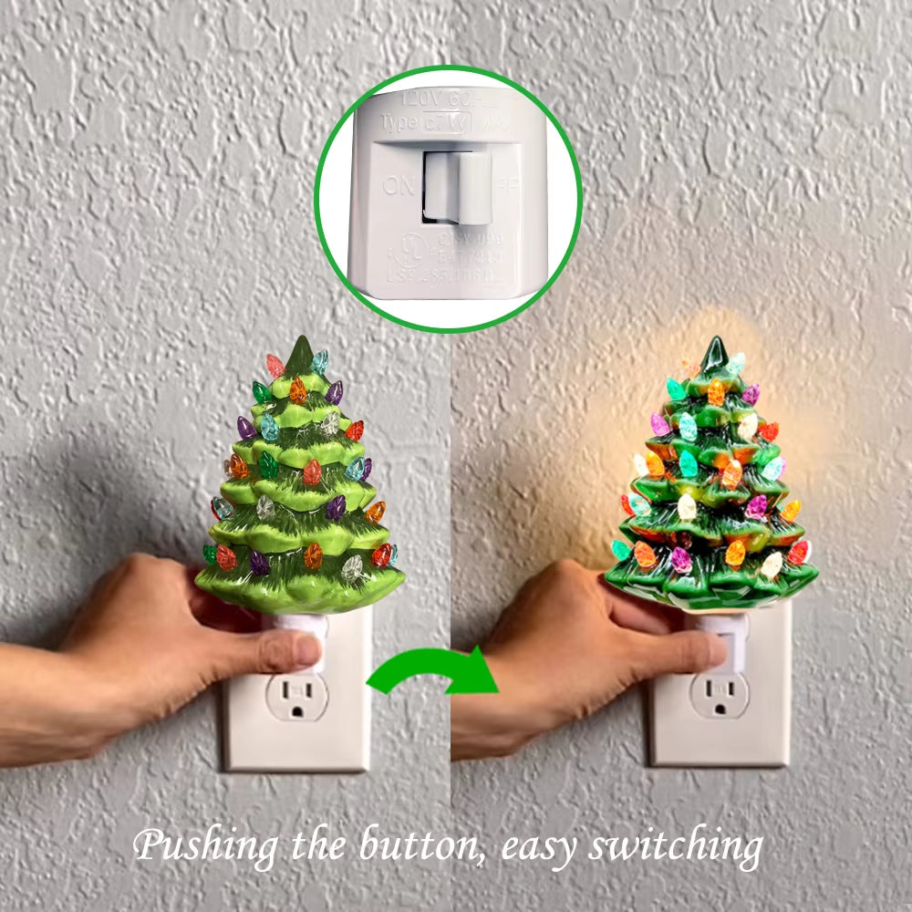Vintage Ceramic Christmas Tree Night Light