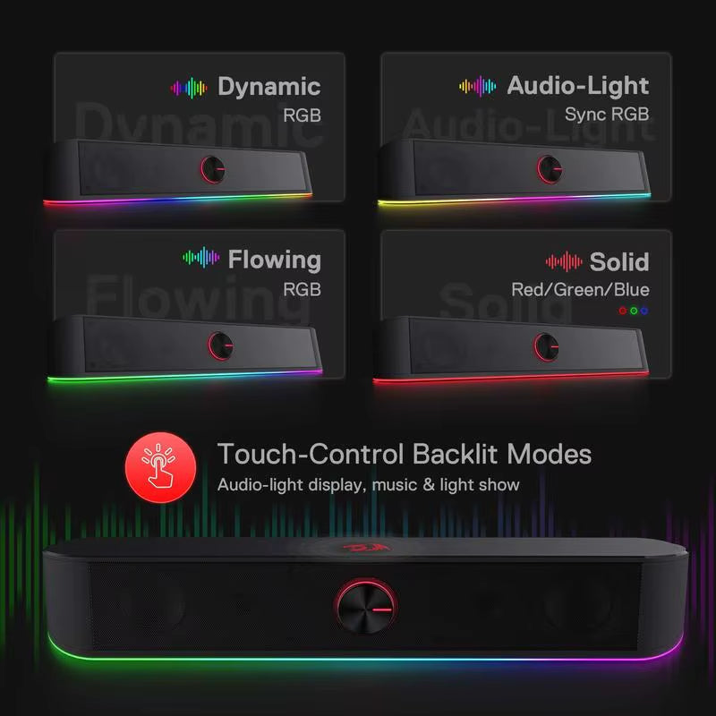 π GS560 RGB USB Desktop Soundbar β 2.0 Channel Computer Speakers with Audio-Light Sync