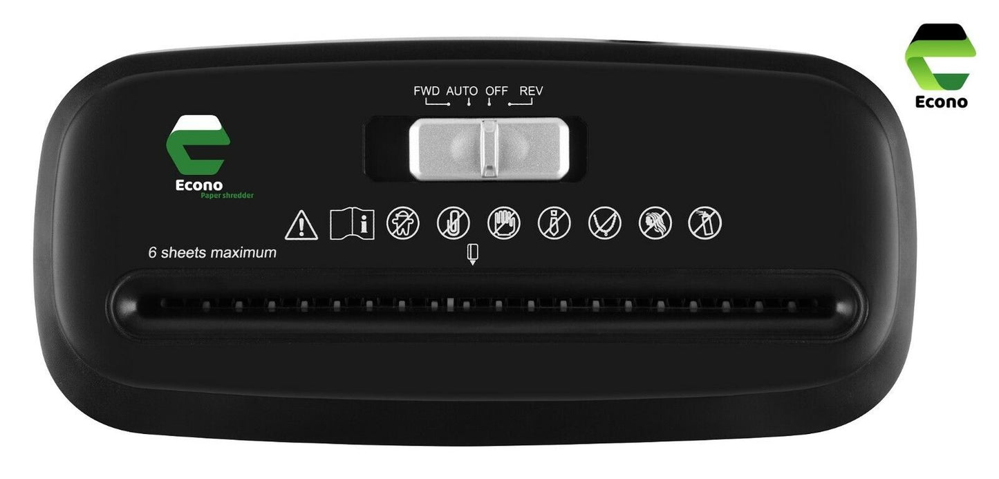 Compact 6-Sheet Paper Shredder for Home Office – Strip Cut, 10L Bin, Electric & Efficient