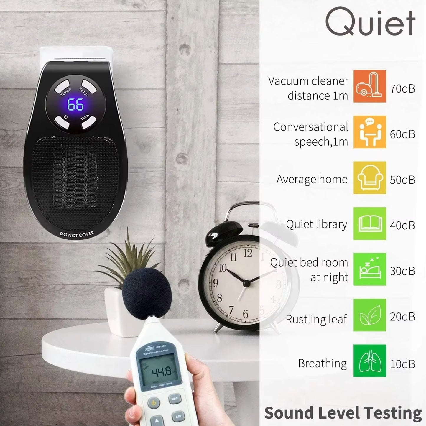 500W Smart Wall Outlet Electric Heater – Adjustable Thermostat, Timer & LED Display Plug-In Space Heater