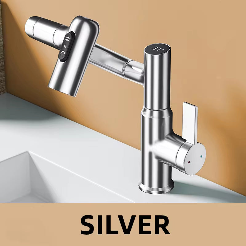 LED Digital Display Bathroom Faucet – 360° Rotating Mixer Tap with Hot & Cold Water and Multi-Function Sprayer