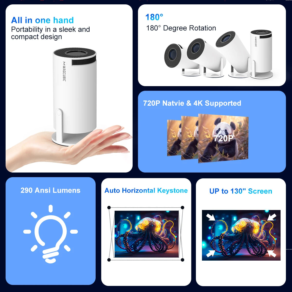 Indoor or Outdoor Home Cinema Projector HY300 Pro