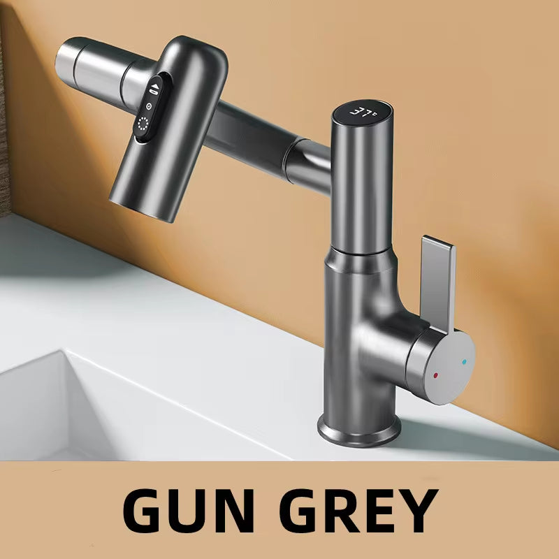 LED Digital Display Bathroom Faucet – 360° Rotating Mixer Tap with Hot & Cold Water and Multi-Function Sprayer