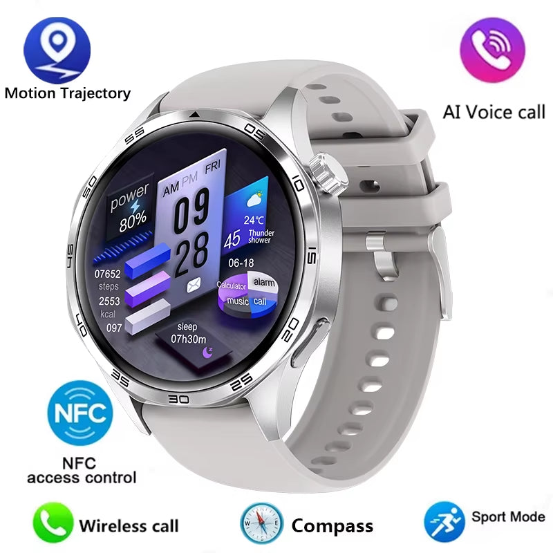 Watch 5 Pro Smartwatch (2024) – Men's smartwatch featuring an AMOLED HD screen, Bluetooth calling, GPS tracking, NFC, heart rate monitor, and compass.