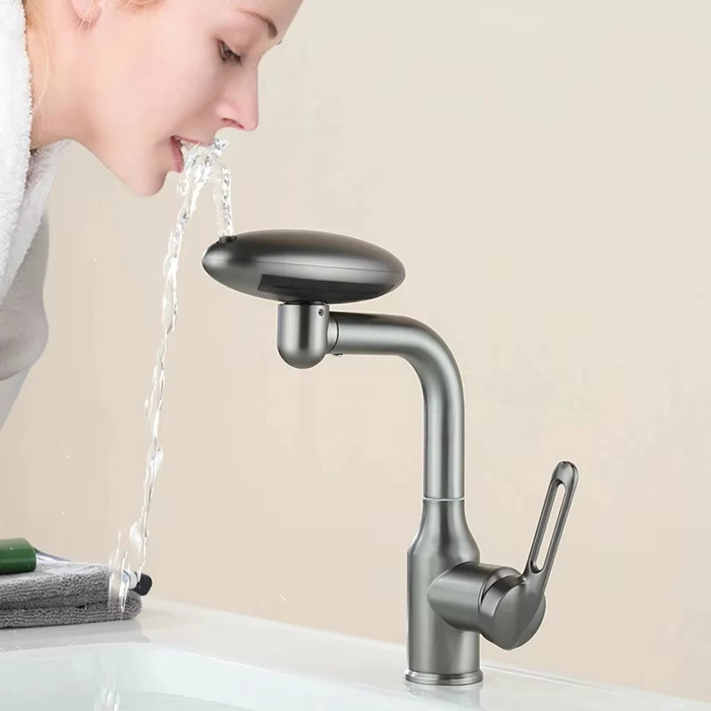 Elegant 4-Mode Waterfall Bathroom Faucet – 360° Rotating Spray Tap with Hot & Cold Mixer