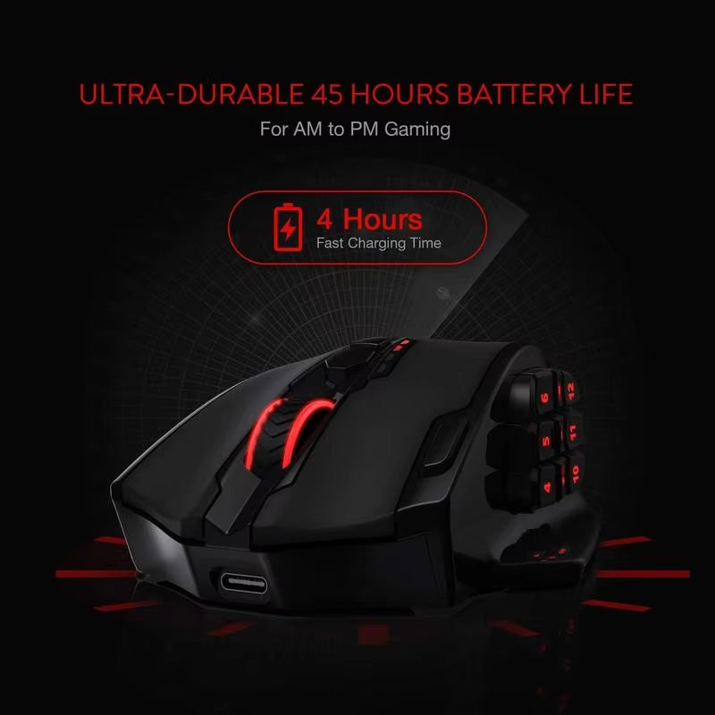⚡ M913 High-Performance Gaming Mouse – 16 Programmable Buttons, 16000 DPI, Wired + 2.4GHz Wireless, RGB