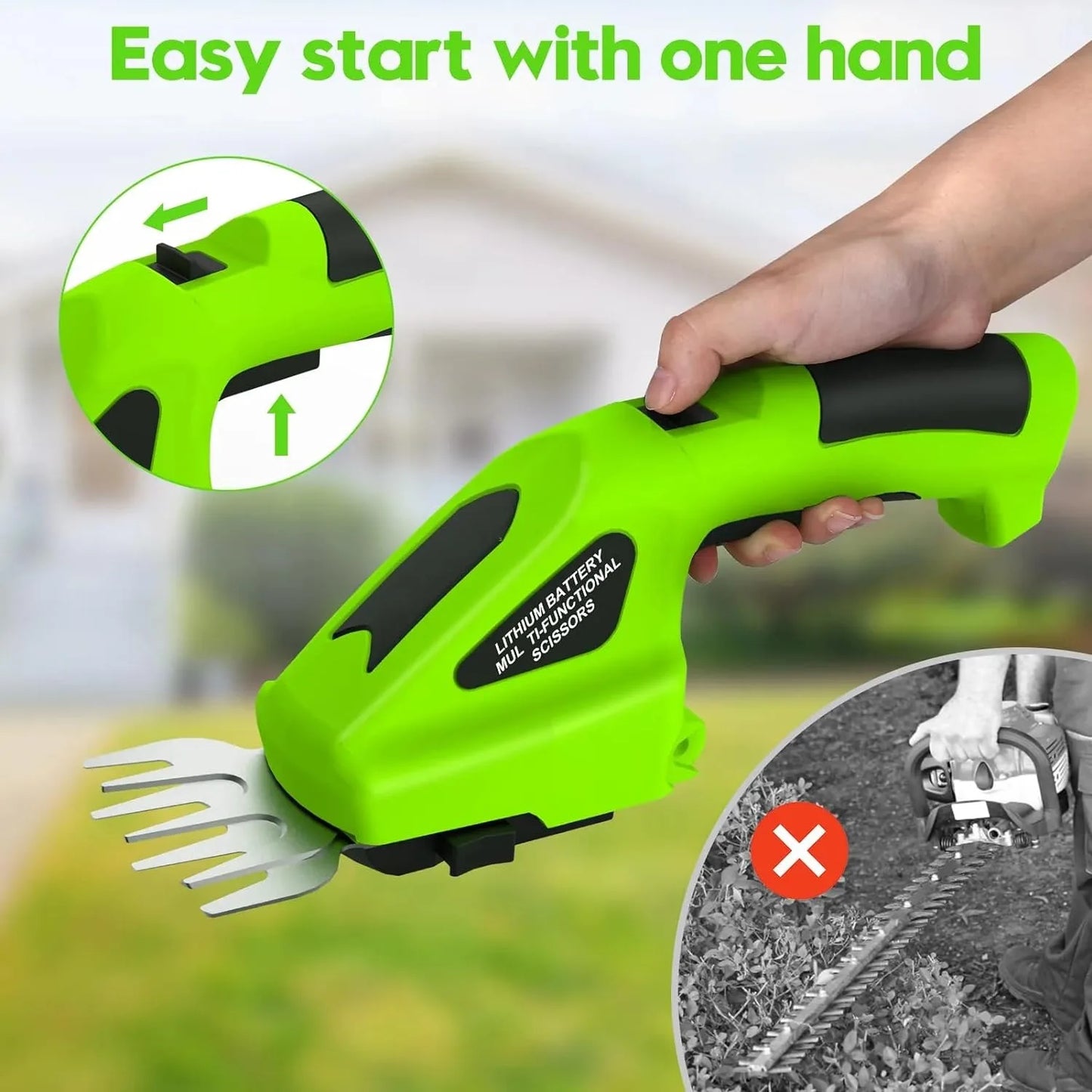 2-in-1 Cordless Grass Shear & Hedge Trimmer – Rechargeable Handheld 3.6V Electric Cutter for Lawn, Shrubs & Edging