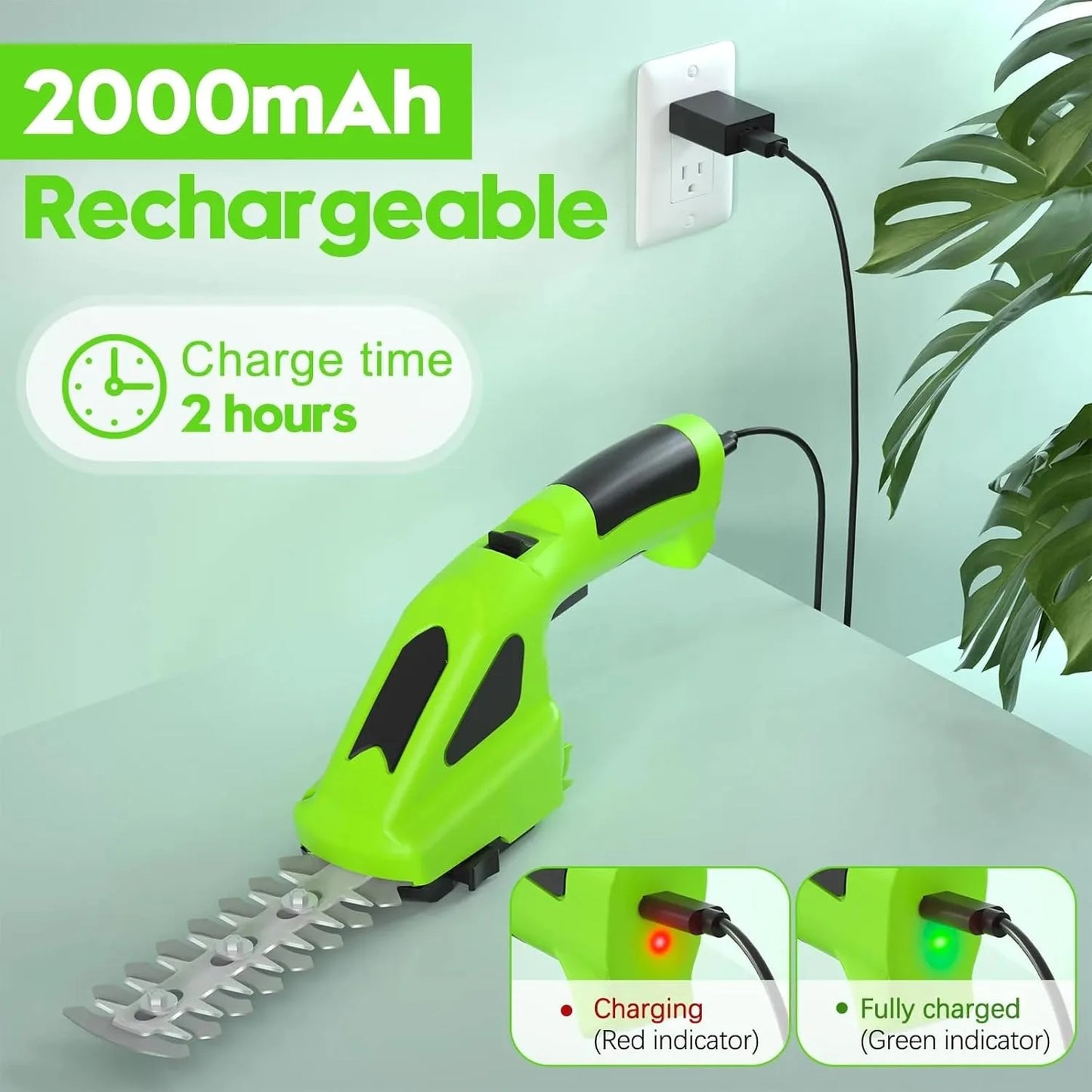 2-in-1 Cordless Grass Shear & Hedge Trimmer – Rechargeable Handheld 3.6V Electric Cutter for Lawn, Shrubs & Edging