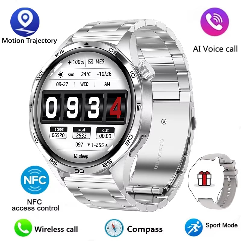 Watch 5 Pro Smartwatch (2024) – Men's smartwatch featuring an AMOLED HD screen, Bluetooth calling, GPS tracking, NFC, heart rate monitor, and compass.