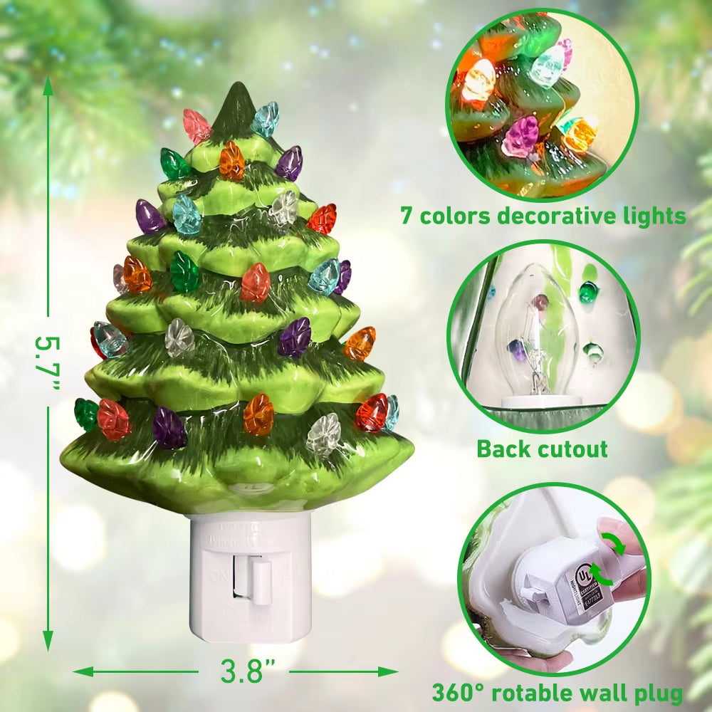 Vintage Ceramic Christmas Tree Night Light