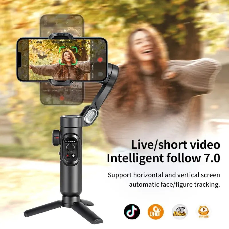 π± 3-Axis Smartphone Gimbal Stabilizer β AI Face Tracking, Auto Mode, Vlogging Tool for iPhone & Android