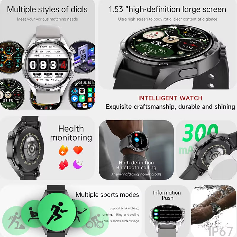 Watch 5 Pro Smartwatch (2024) – Men's smartwatch featuring an AMOLED HD screen, Bluetooth calling, GPS tracking, NFC, heart rate monitor, and compass.