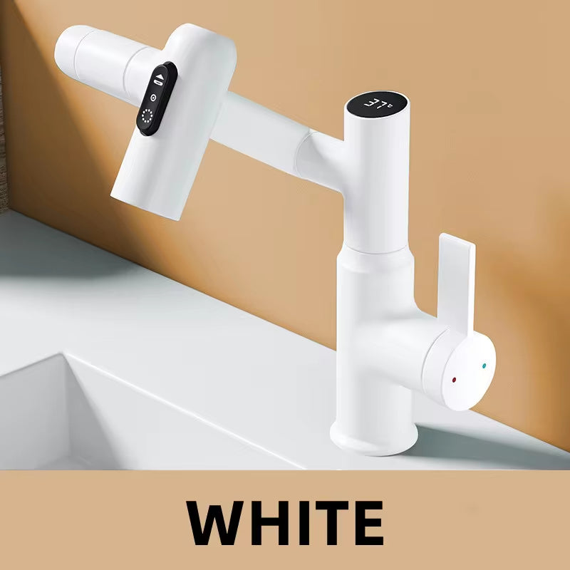 LED Digital Display Bathroom Faucet – 360° Rotating Mixer Tap with Hot & Cold Water and Multi-Function Sprayer
