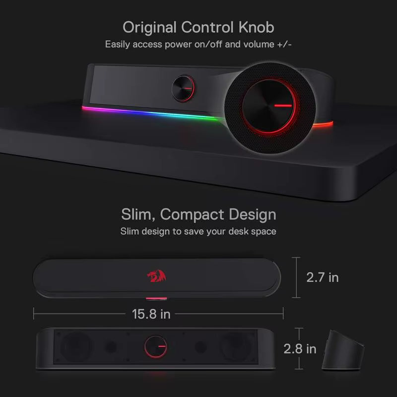 π GS560 RGB USB Desktop Soundbar β 2.0 Channel Computer Speakers with Audio-Light Sync