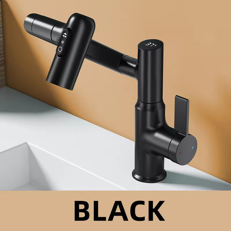 LED Digital Display Bathroom Faucet – 360° Rotating Mixer Tap with Hot & Cold Water and Multi-Function Sprayer