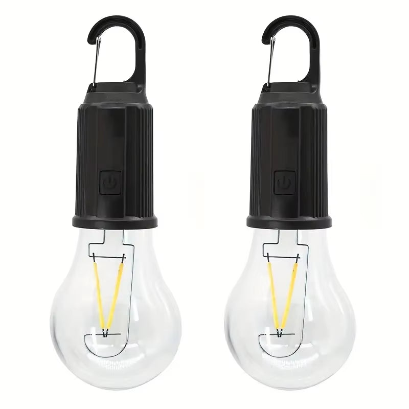 1/2Pcs Solar Camping Tent Light – Outdoor LED Tungsten Filament Bulb with Light Strip & 3 Lighting Modes