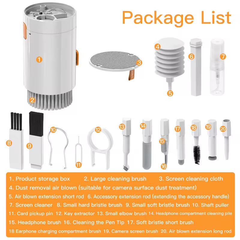 Choice of 20 in 1 or 8 in 1 Digital Camera Headset Mobile Phone Laptop Keyboard Cleaning Tool Set Cleaning Brush Clean Pen for Airpods Pro