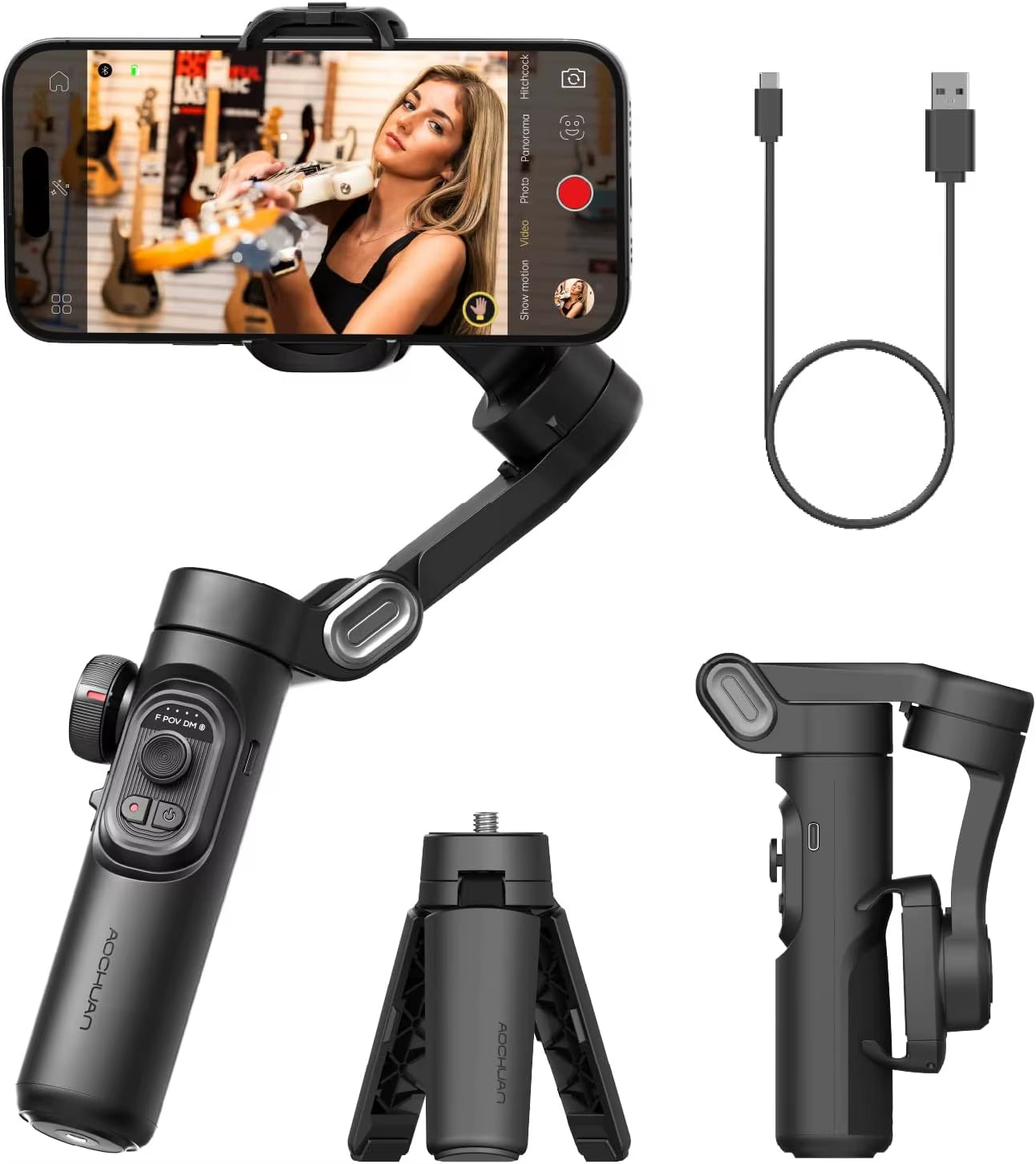 π± 3-Axis Smartphone Gimbal Stabilizer β AI Face Tracking, Auto Mode, Vlogging Tool for iPhone & Android