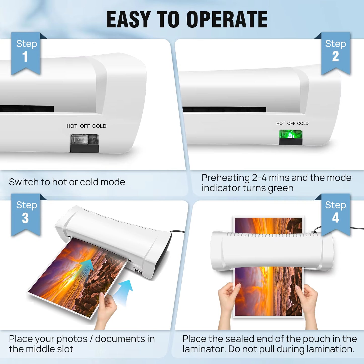š„ Compact Thermal Laminator ā Fast Warm-Up, Hot & Cold Modes ā For A4/A5/A6 Documents ā Lightweight & Portable Design