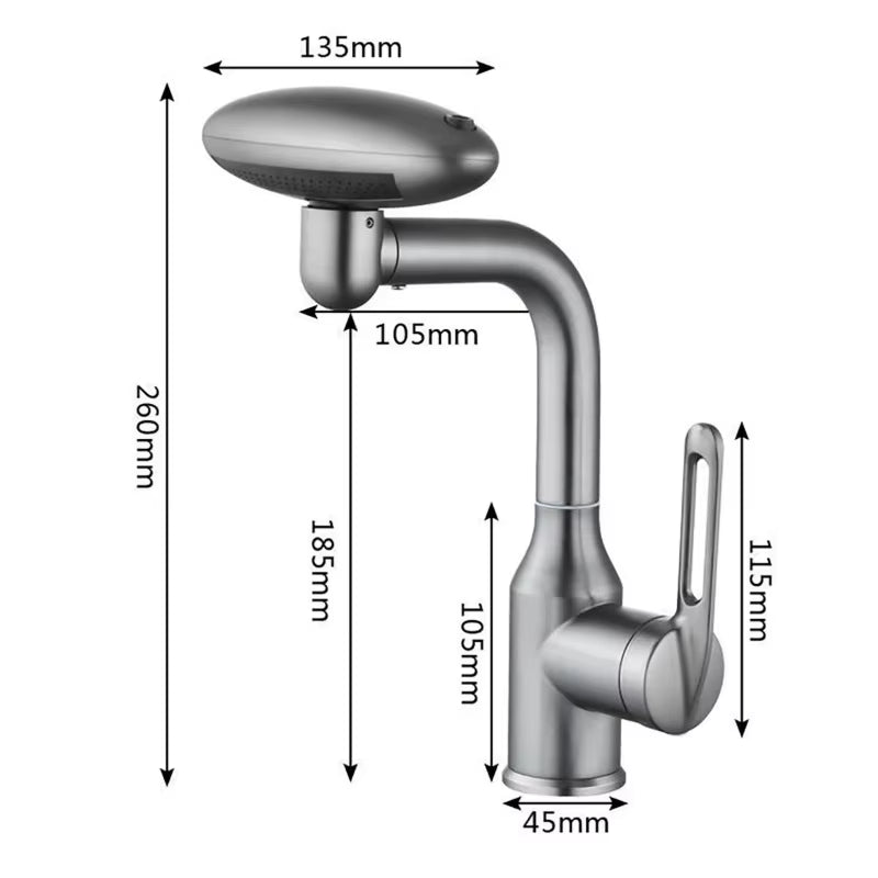 Elegant 4-Mode Waterfall Bathroom Faucet – 360° Rotating Spray Tap with Hot & Cold Mixer