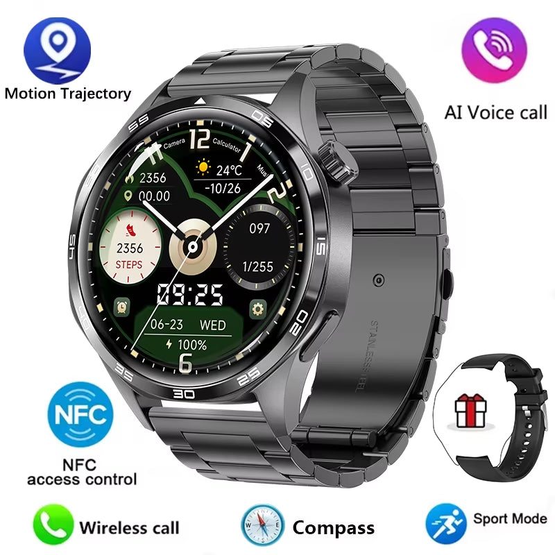 Watch 5 Pro Smartwatch (2024) – Men's smartwatch featuring an AMOLED HD screen, Bluetooth calling, GPS tracking, NFC, heart rate monitor, and compass.