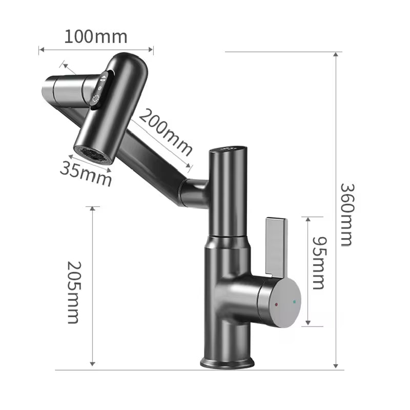 LED Digital Display Bathroom Faucet – 360° Rotating Mixer Tap with Hot & Cold Water and Multi-Function Sprayer