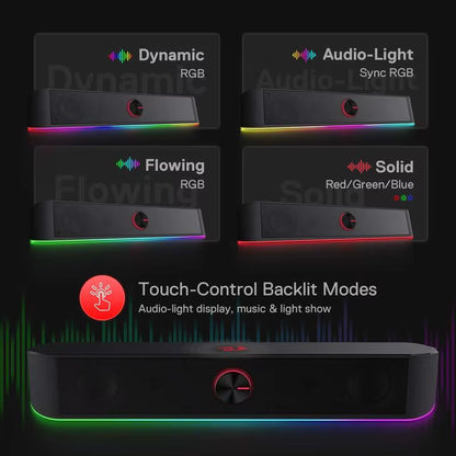 🔊 GS560 RGB USB Desktop Soundbar – 2.0 Channel Computer Speakers with Audio-Light Sync