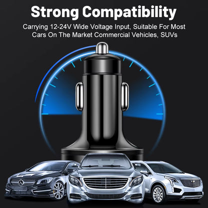 100W 6 Port Car Charger With Fast Charging - Type C Adapter in Car for Iphone Samsung Huawei Xiaomi Etc.