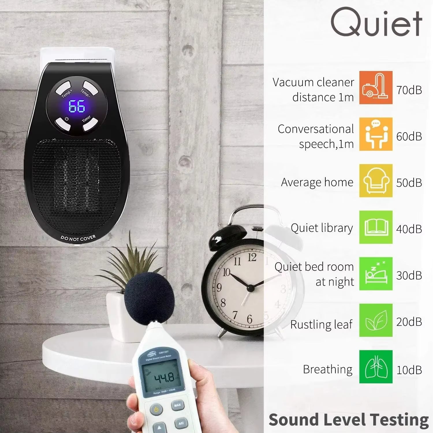 500W Smart Wall Outlet Electric Heater – Adjustable Thermostat, Timer & LED Display Plug-In Space Heater