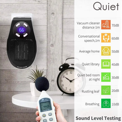 500W Smart Wall Outlet Electric Heater – Adjustable Thermostat, Timer & LED Display Plug-In Space Heater