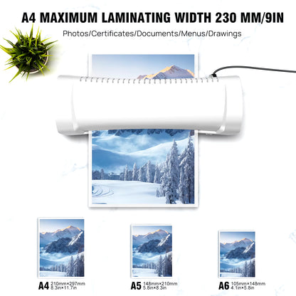 🔥 Compact Thermal Laminator – Fast Warm-Up, Hot & Cold Modes – For A4/A5/A6 Documents – Lightweight & Portable Design