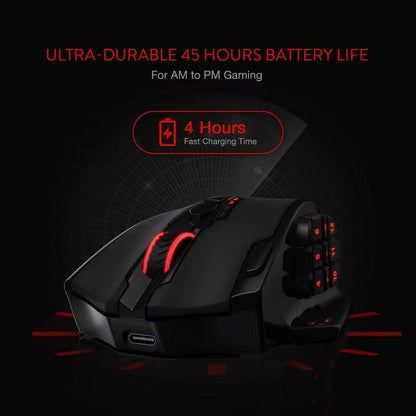 ⚡ M913 High-Performance Gaming Mouse – 16 Programmable Buttons, 16000 DPI, Wired + 2.4GHz Wireless, RGB