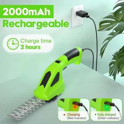 2-in-1 Cordless Grass Shear & Hedge Trimmer – Rechargeable Handheld 3.6V Electric Cutter for Lawn, Shrubs & Edging