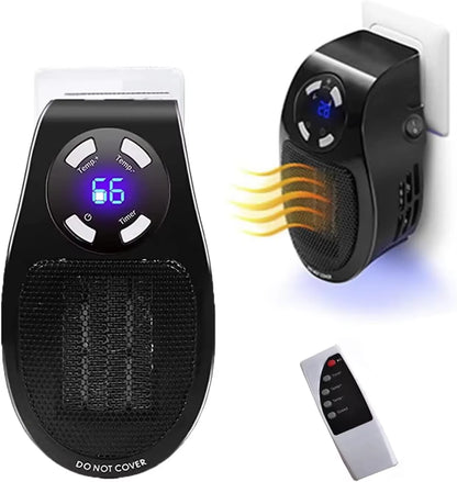 500W Smart Wall Outlet Electric Heater – Adjustable Thermostat, Timer & LED Display Plug-In Space Heater