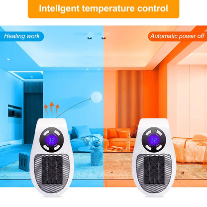 500W Smart Wall Outlet Electric Heater – Adjustable Thermostat, Timer & LED Display Plug-In Space Heater