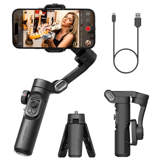 📱 3-Axis Smartphone Gimbal Stabilizer – AI Face Tracking, Auto Mode, Vlogging Tool for iPhone & Android